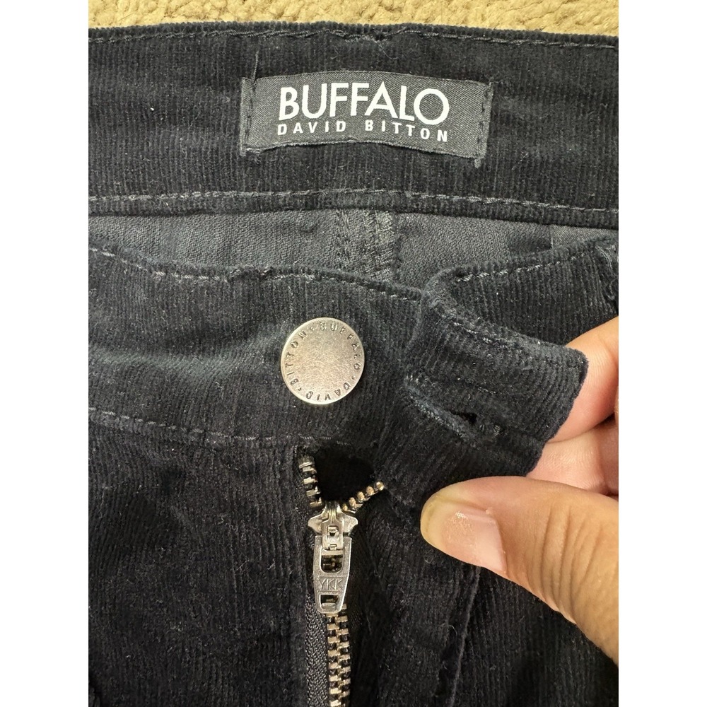 David Bitton Buffalo Nyla Corduroy Pants Women 6/28 Straight Leg Stretch Black - Picture 2 of 9